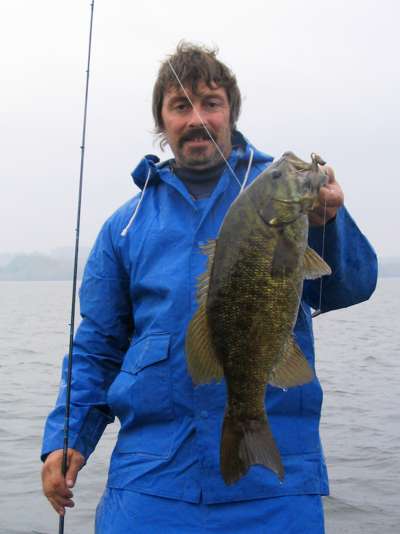 Tom Zaleski with a 4-10 smallie on the Ozmo .